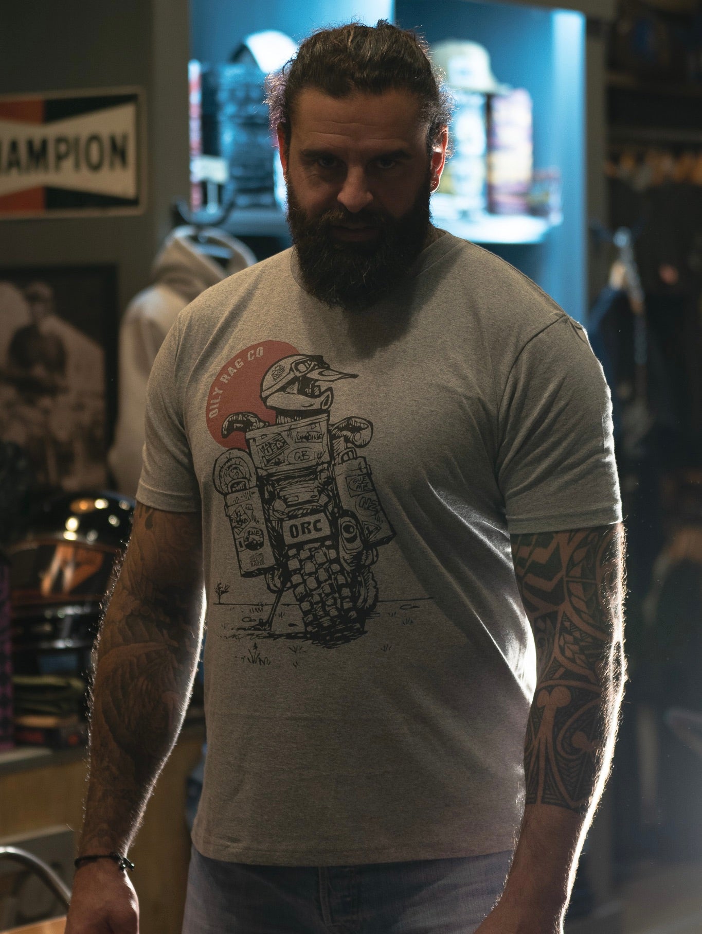 Oily Rag Co Adventure Bike T shirt - Urban style Collection - Grey