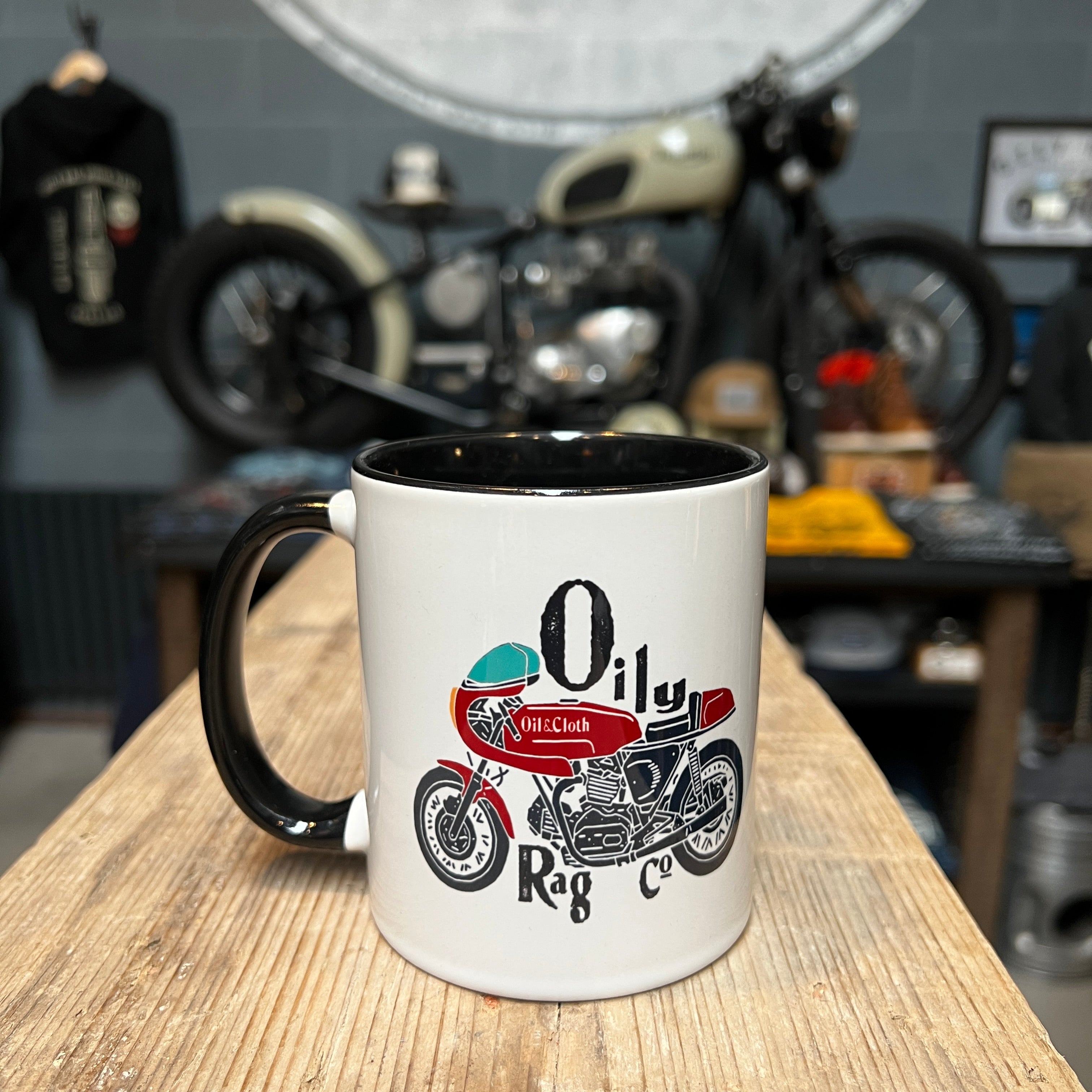 white mug biker mug motorcycle motorbike gift red ducati