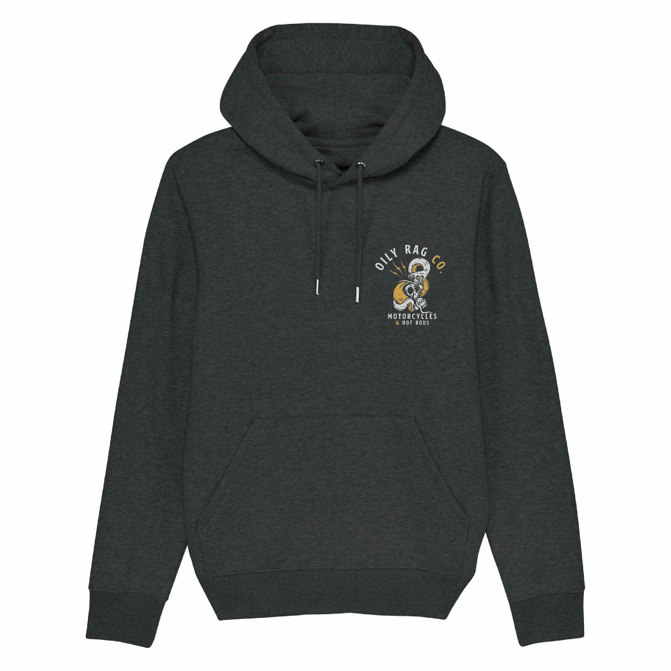 Skull n Snake Pullover Hoodie - Front / Back Print - DK Grey Heather