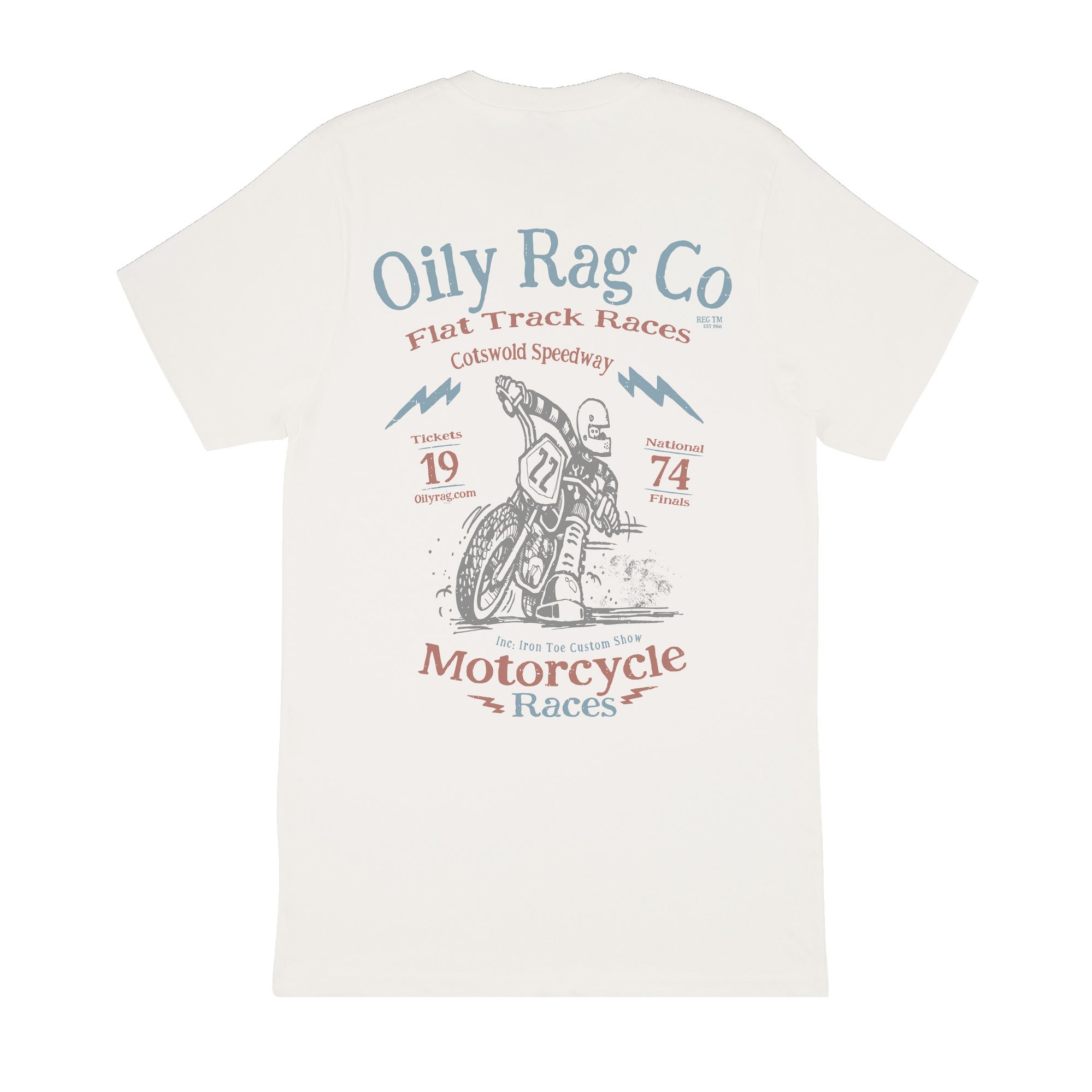 Cotswold Speedway Flat Track T-shirt - Back Print - Urban Style collection - Off White | Oily Rag Co