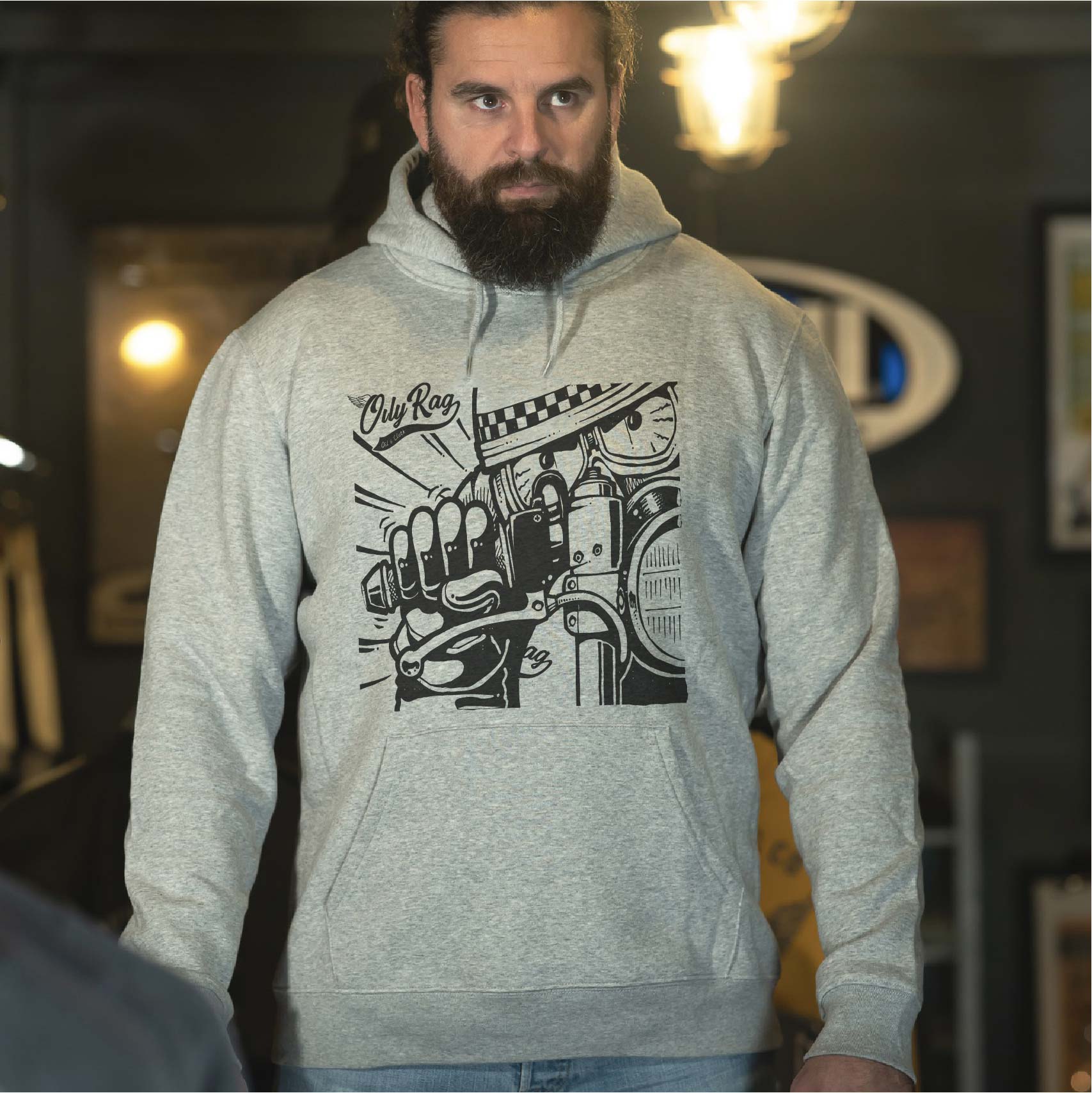 Oily Rag Wide Open Racer Pullover Hoodie - Unisex - Grey