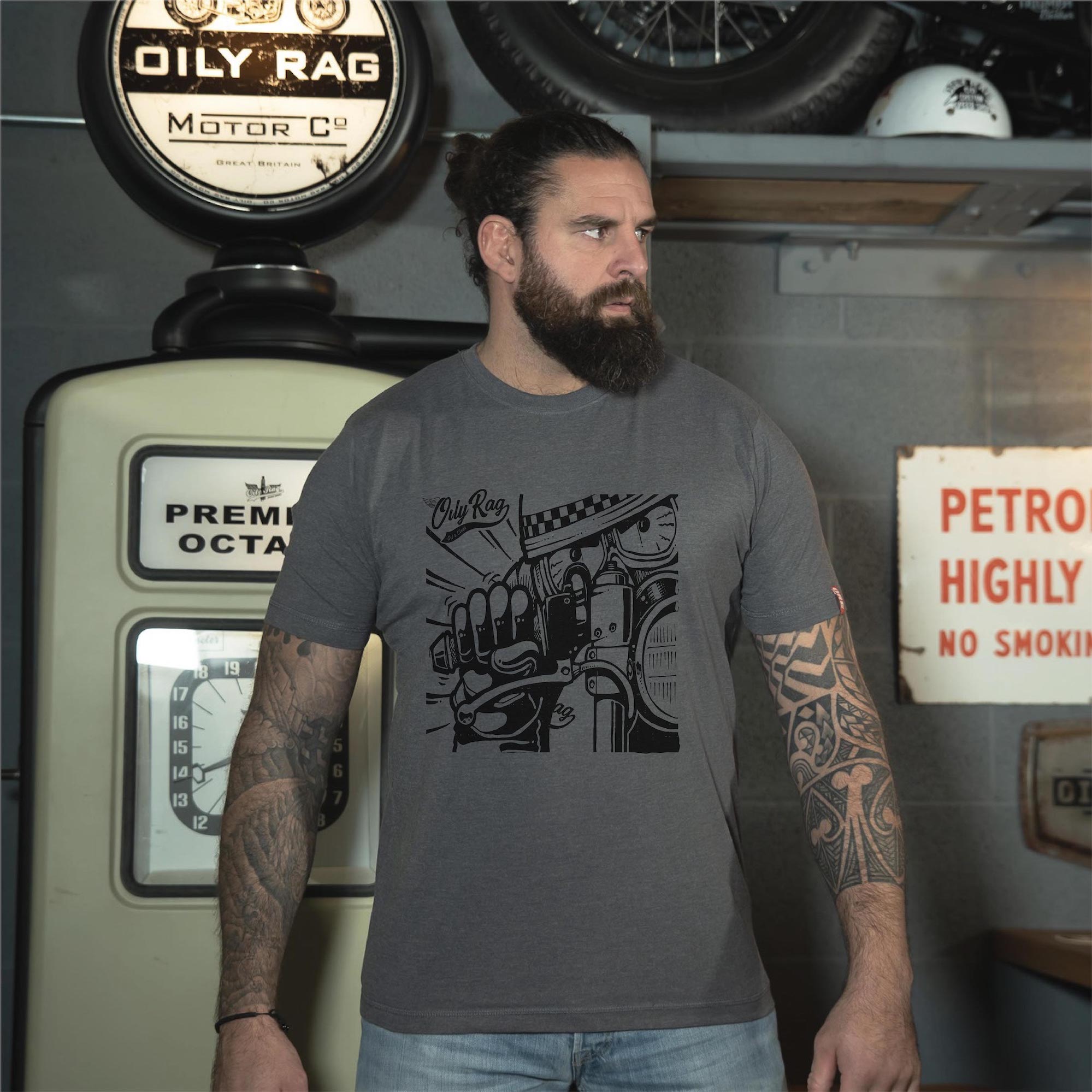 Wide Open Cafe Racer T-shirt - Grey