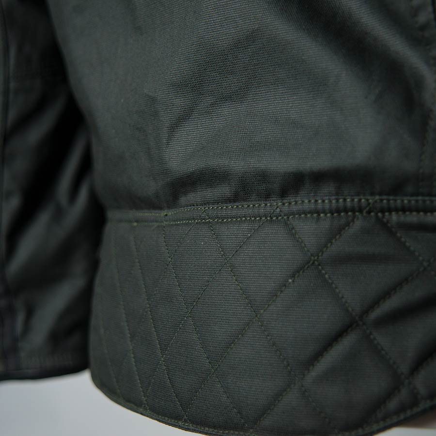 ByCity Mens Belfast Green Waxed Cotton Motorcycle Jacket