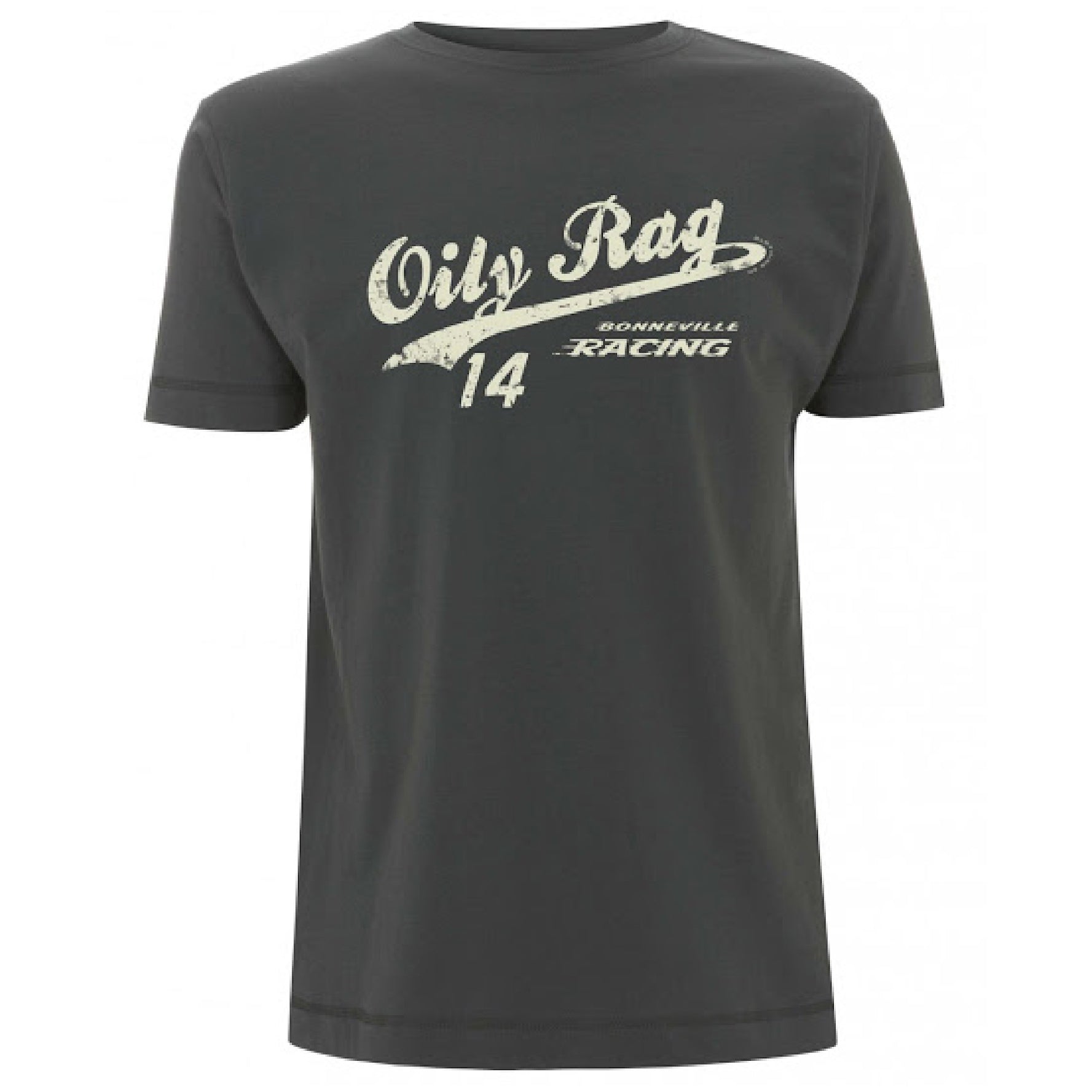 Bonneville Racing T-shirt - Back Print - Charcoal | Oily Rag Co