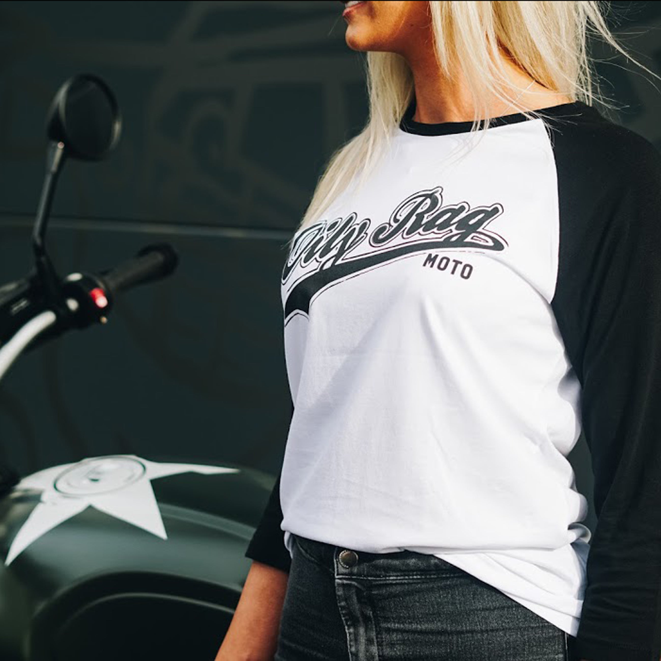 Moto Baseball Top - unisex - White