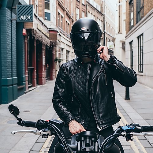 GOLDTOP BOBBER CE Armoured mens leather Jacket in Black with Knox CE Level 1 shoulder and elbow armour UK FREE POSTAGE