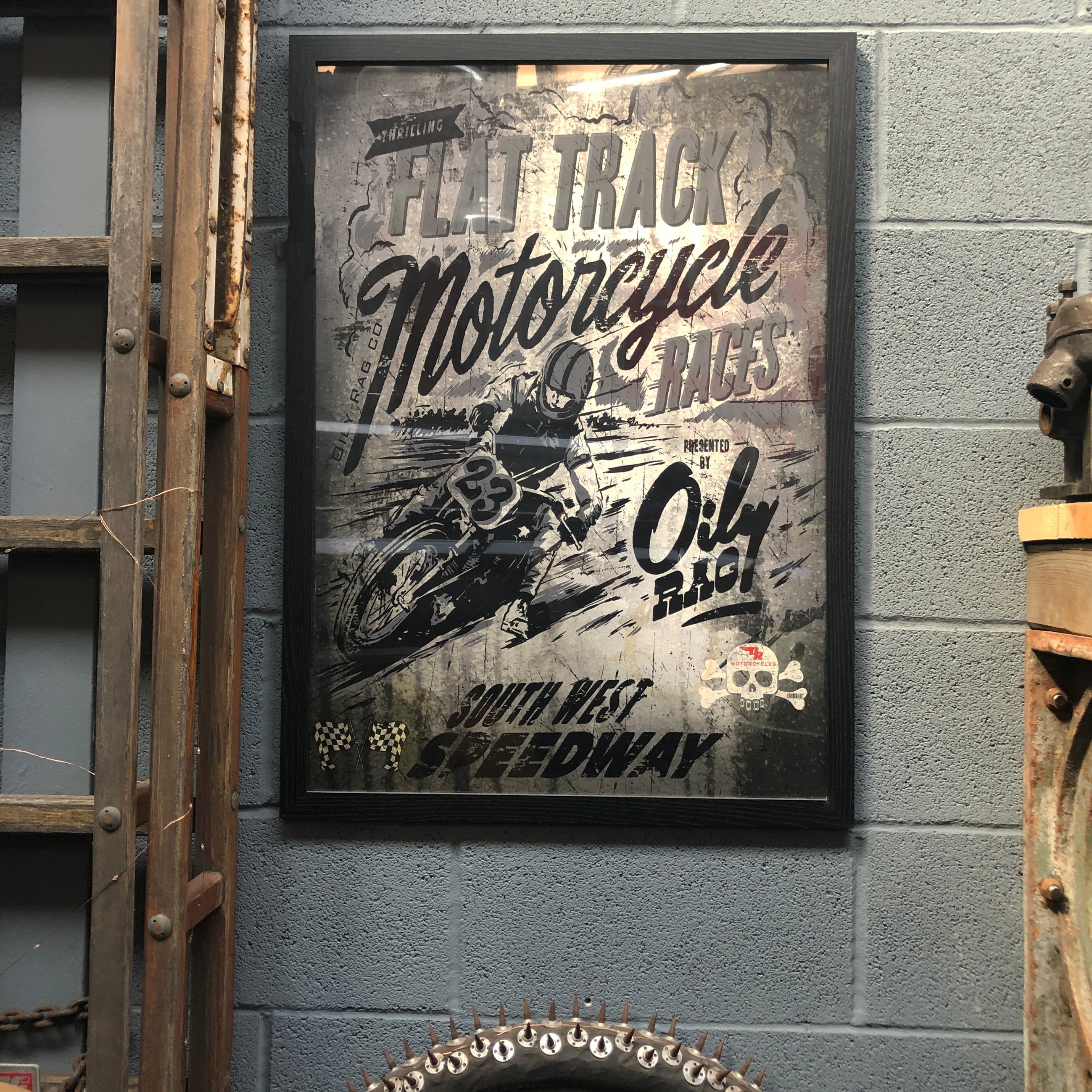 Flat Track Motorcycle Races Poster Print-Size A1 841mm x 594mm