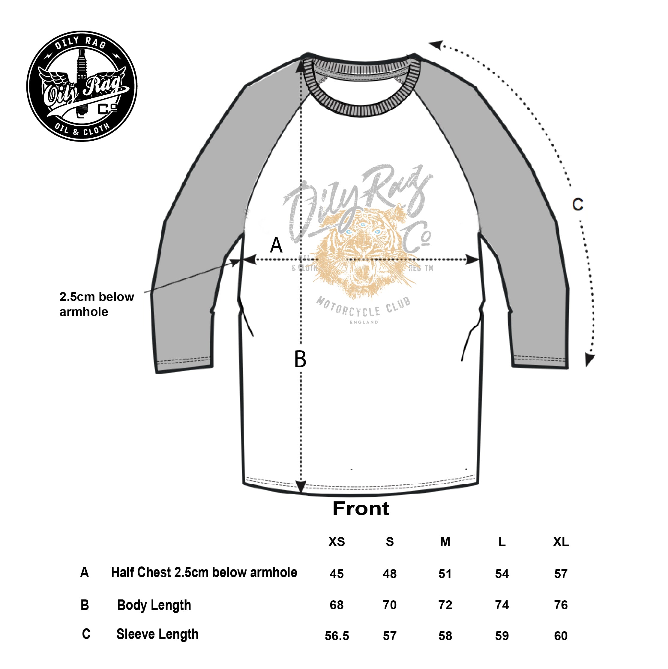 Motorcycle Club Tiger Baseball Top - unisex - White