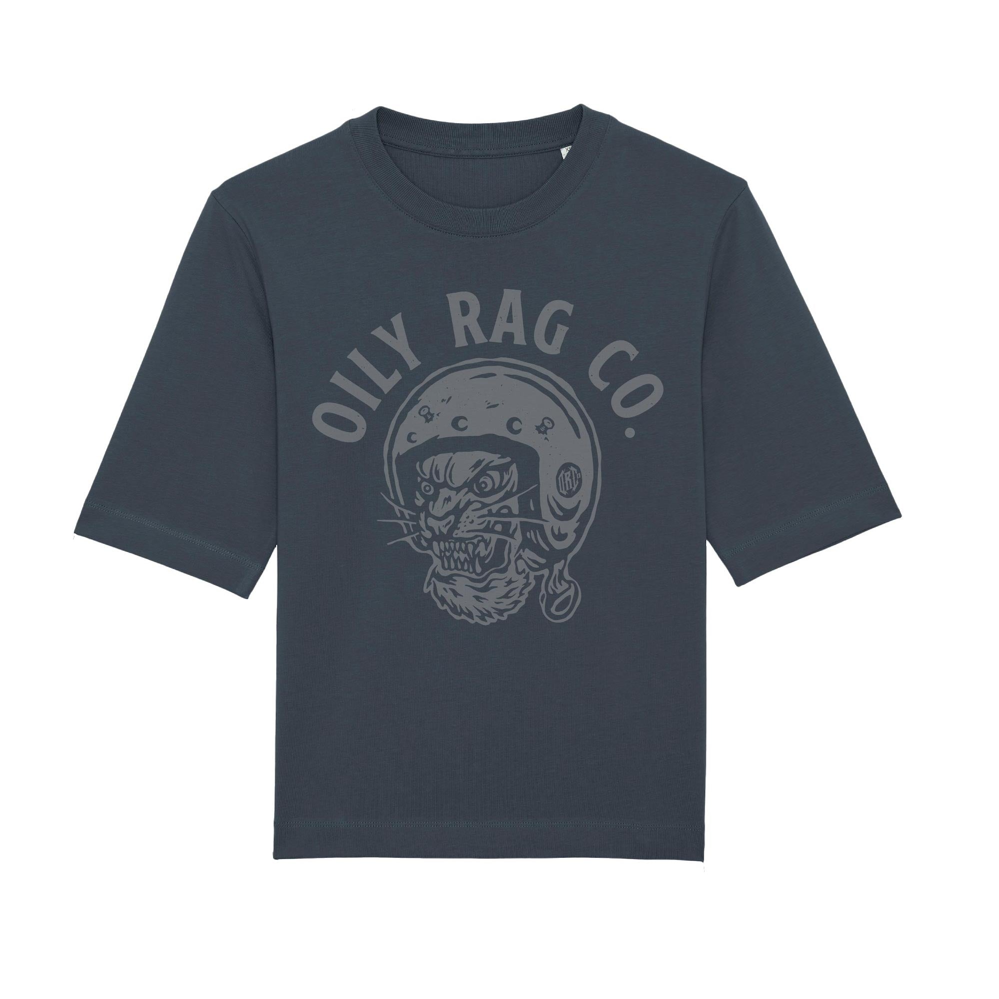 Moto Tiger Ladies Boxy Heavy Top - Slate Grey | Oily Rag Co