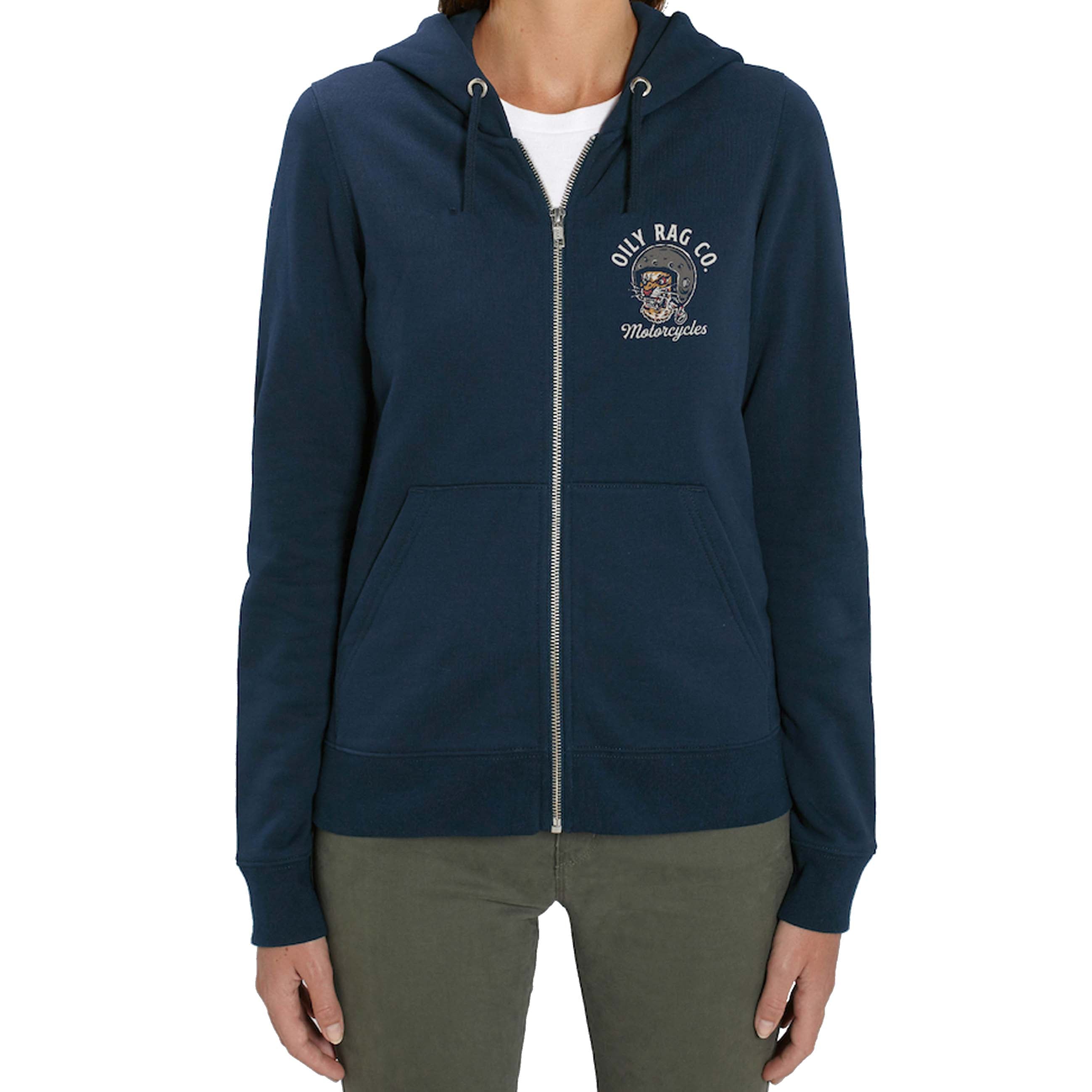 biker girl, motorcycles, motorbike, blue hoodie, zip hoodie, khaki trousers