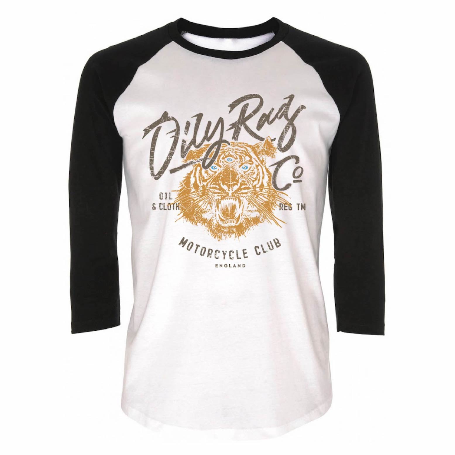 Motorcycle Club Tiger Baseball Top - unisex - White | Oily Rag Co