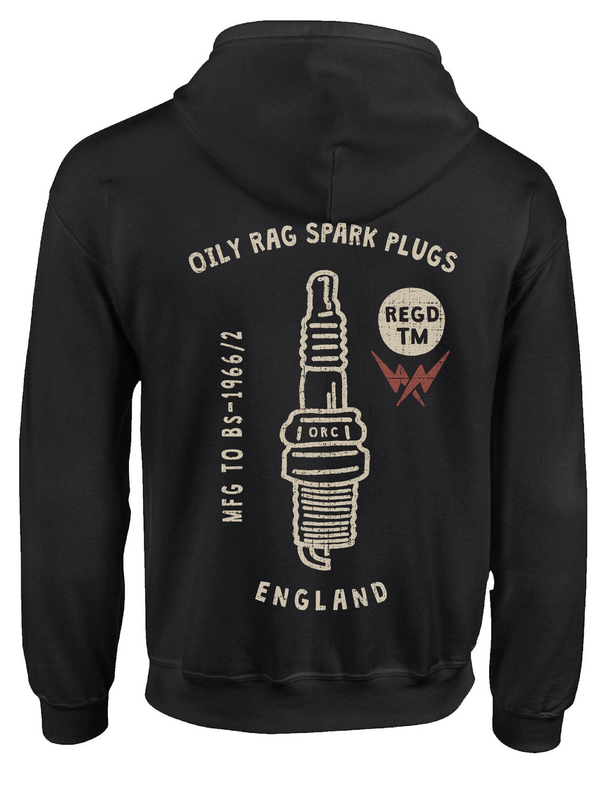 Spark Plug Zip-Thru Hoodie - Back Print - Black