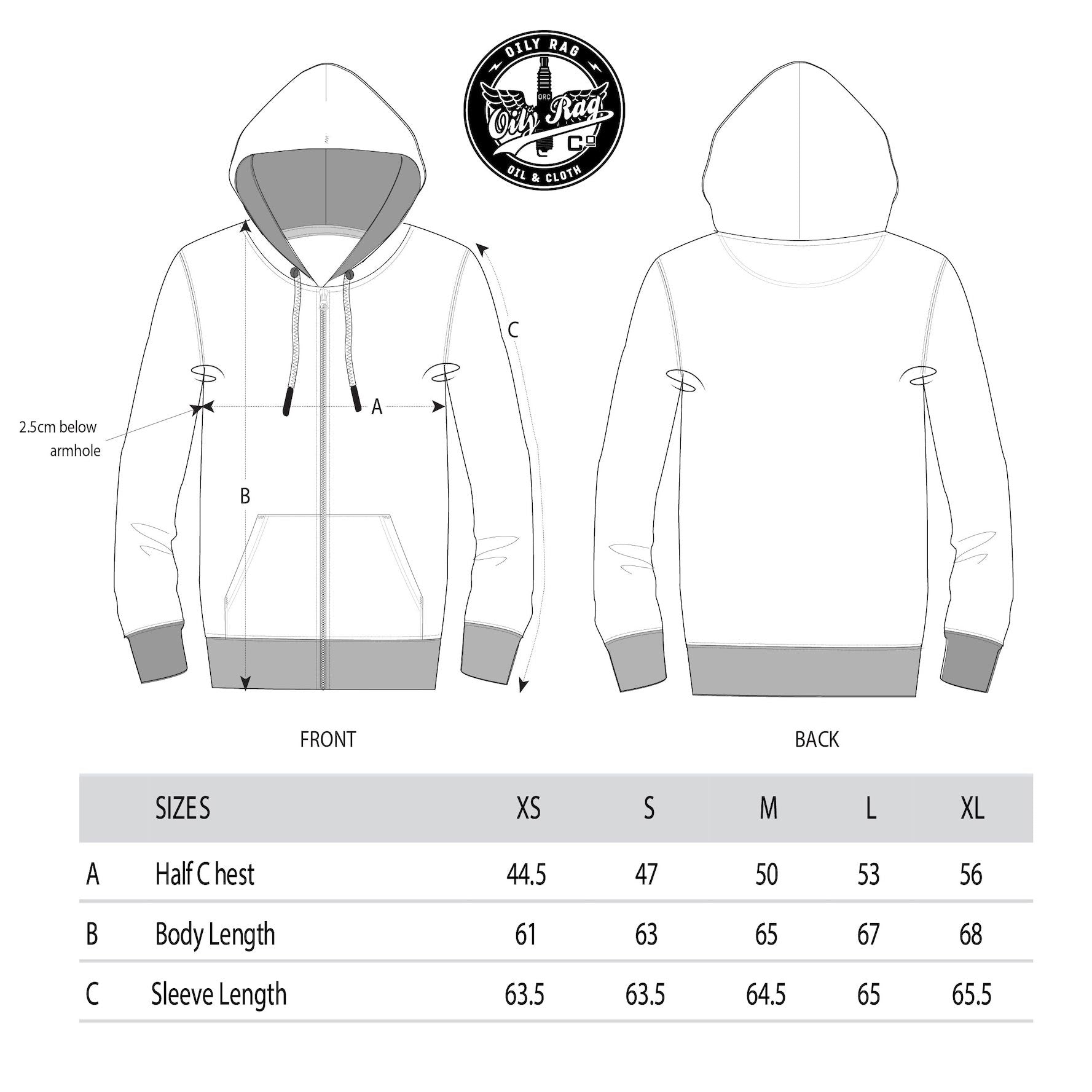 Womens Oily Rag Co REG TM Zip-Thru Hoodie - Black