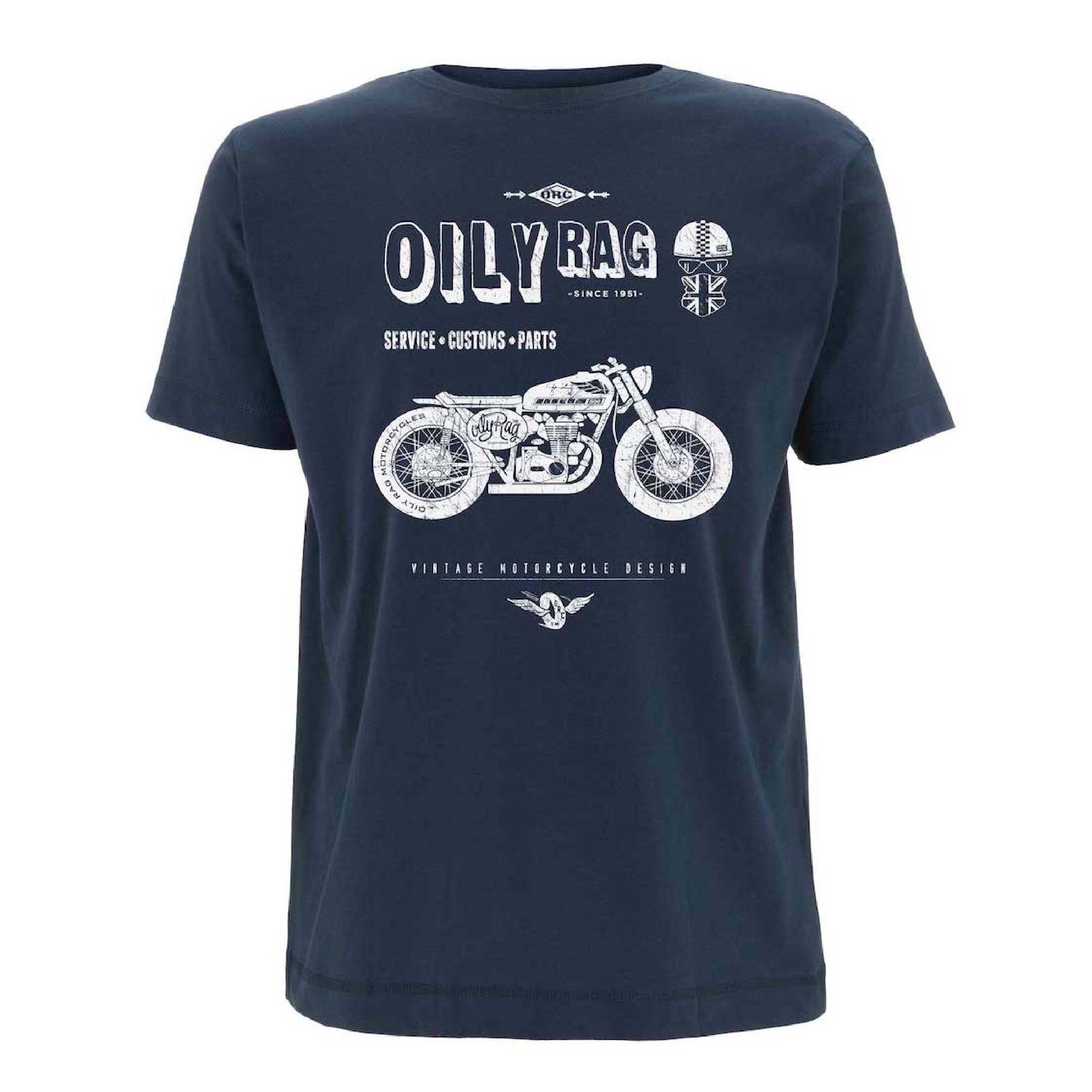 Shed Build Motorcycle T-shirt - Denim Blue | Oily Rag Co