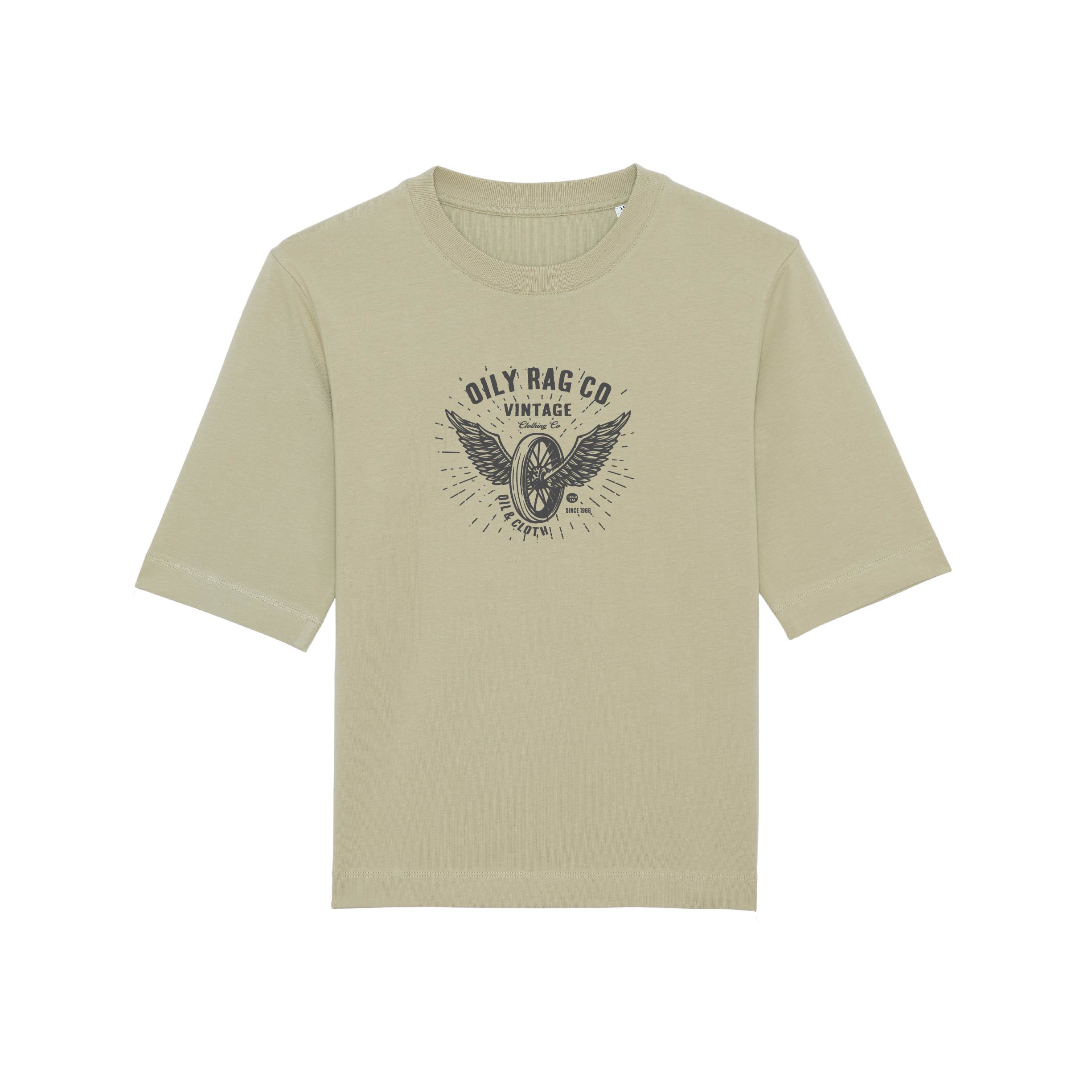 Ladies Top - Winged Wheel - Pale Pine Green | Oily Rag Co