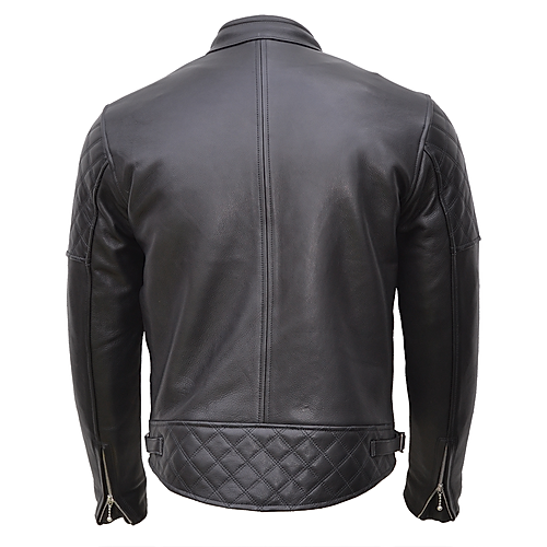 GOLDTOP BOBBER CE Armoured mens leather Jacket in Black with Knox CE Level 1 shoulder and elbow armour UK FREE POSTAGE