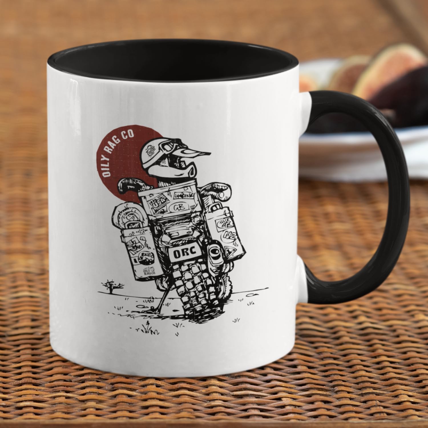 adventure bike, biker mug, bike, cup, white ceramic
