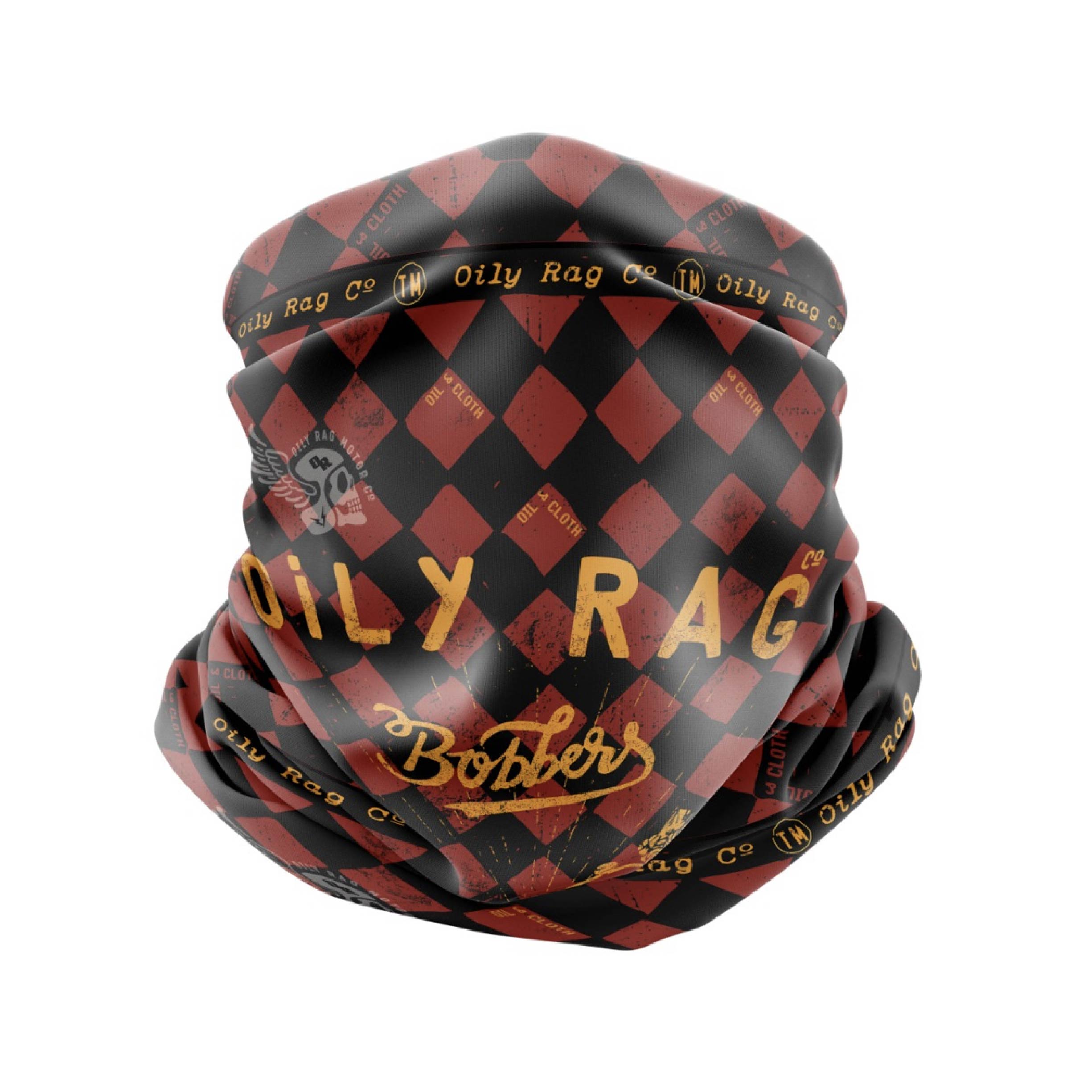 Oily Rag Bobber Works TooB - Burg/Gold - Multi-funtional Face Protection.