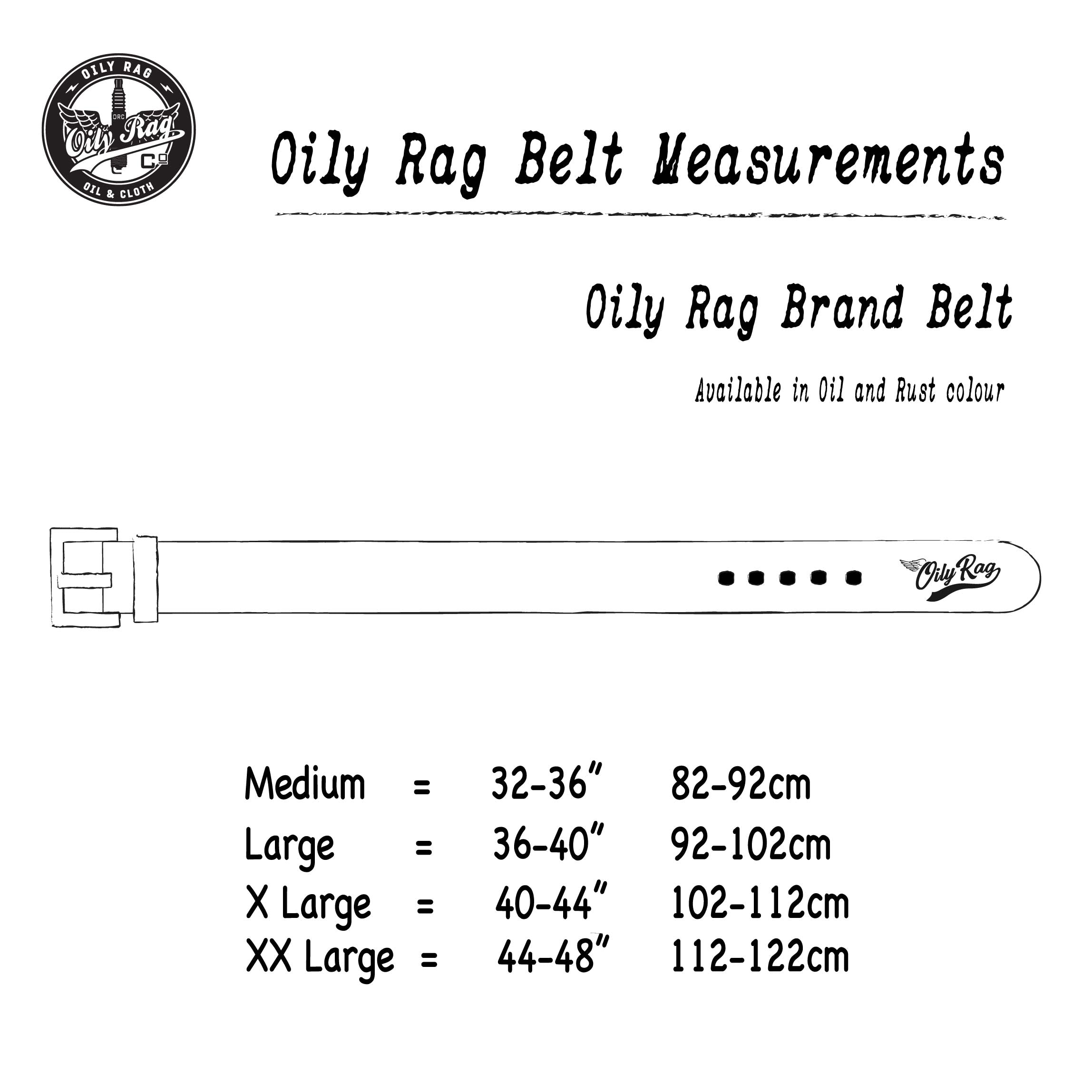 Oily Rag Co Mens Branded Leather Belt - Black Leather