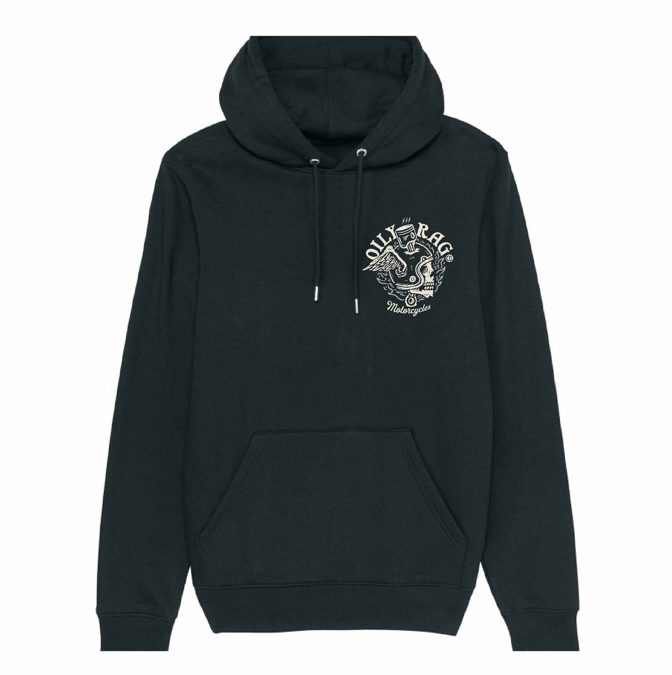 Flaming Skull Helmet Pullover Hoodie - Black