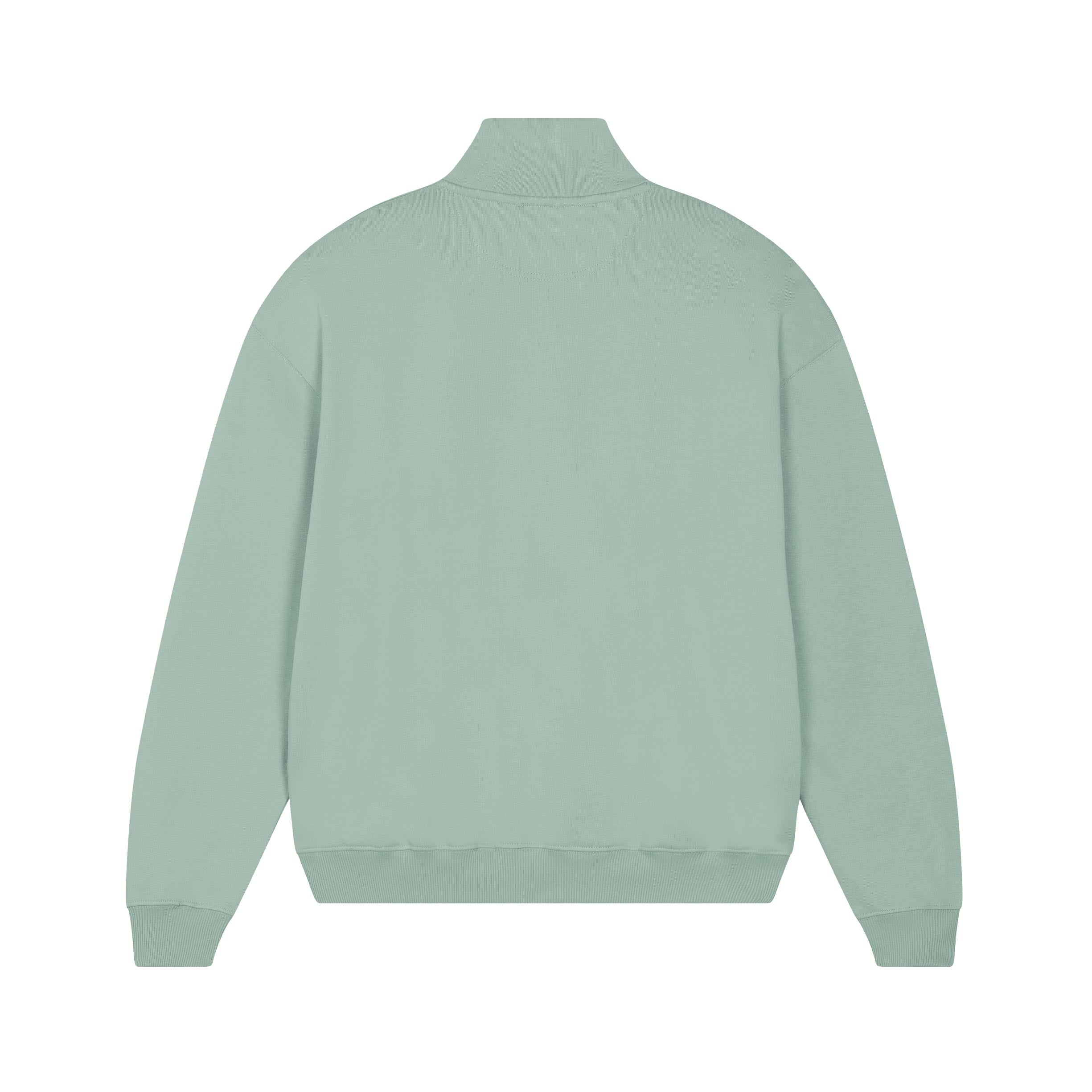 Flaming Skull 1/4 zip Sweatshirt - Aqua