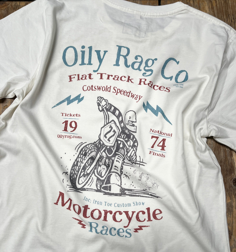 Cotswold Speedway Flat Track T-shirt  - Back Print - Urban Style collection - Off White
