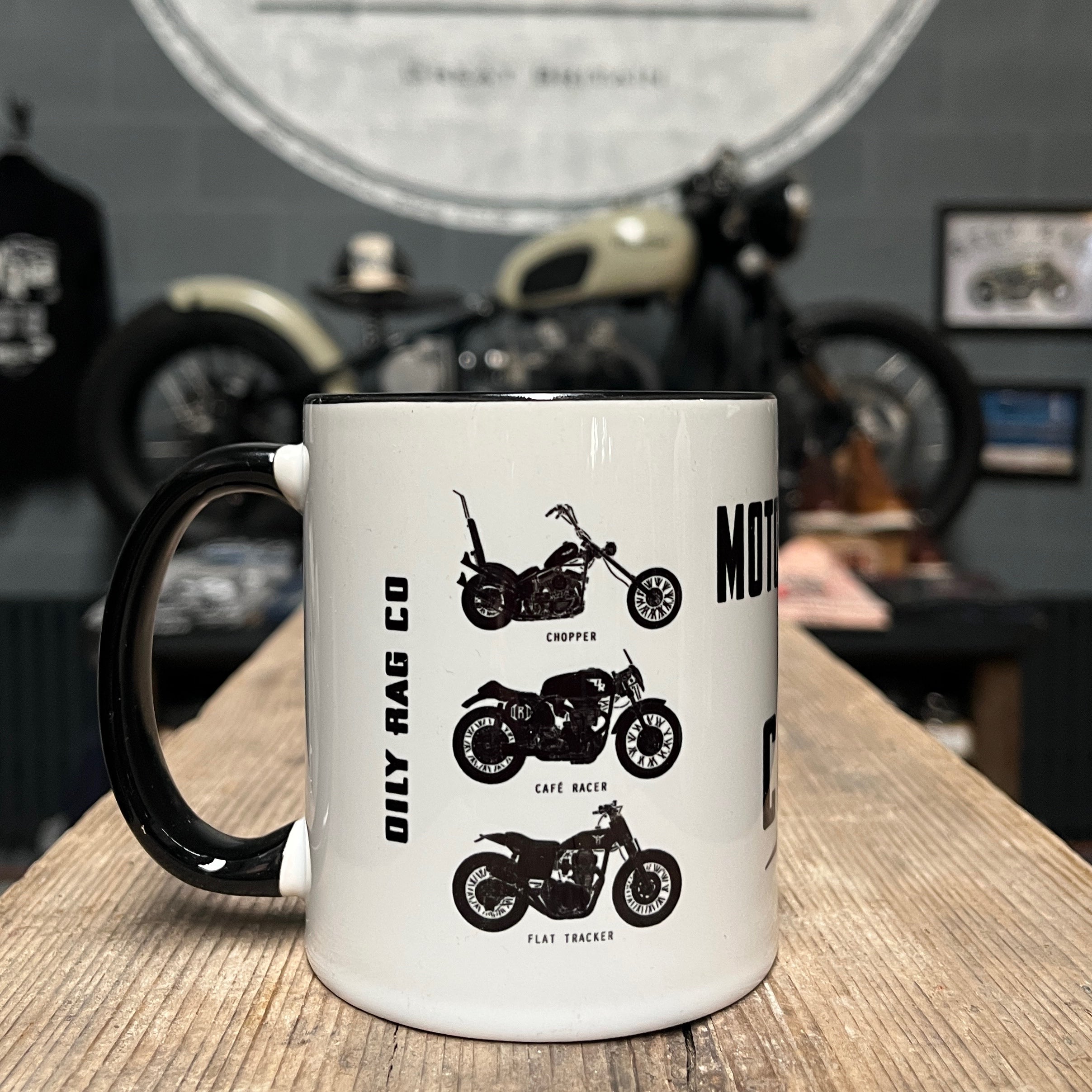Motorcycles are Cool Mug. Print on 3 sides. + Free coaster
