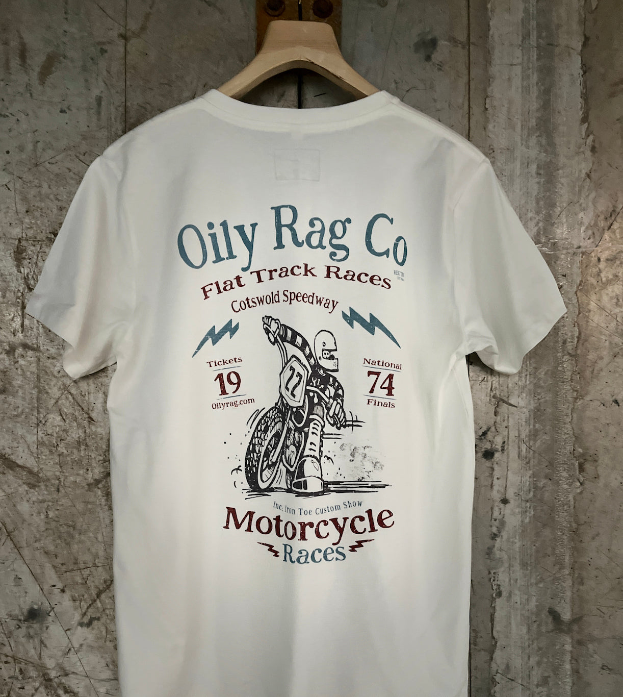 Cotswold Speedway Flat Track T-shirt  - Back Print - Urban Style collection - Off White