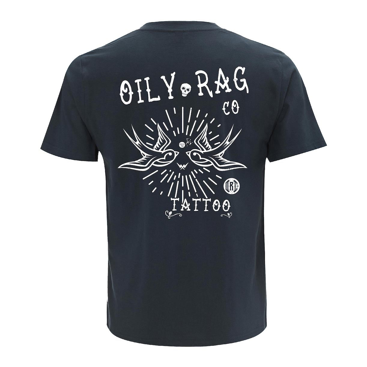 Oily Rag Co Tattoo T-shirt - Back Print - Denim Blue | Oily Rag Co