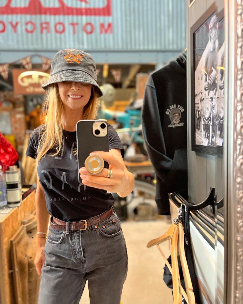 headwear, tshirt, iPhone, biker girl, hat, 