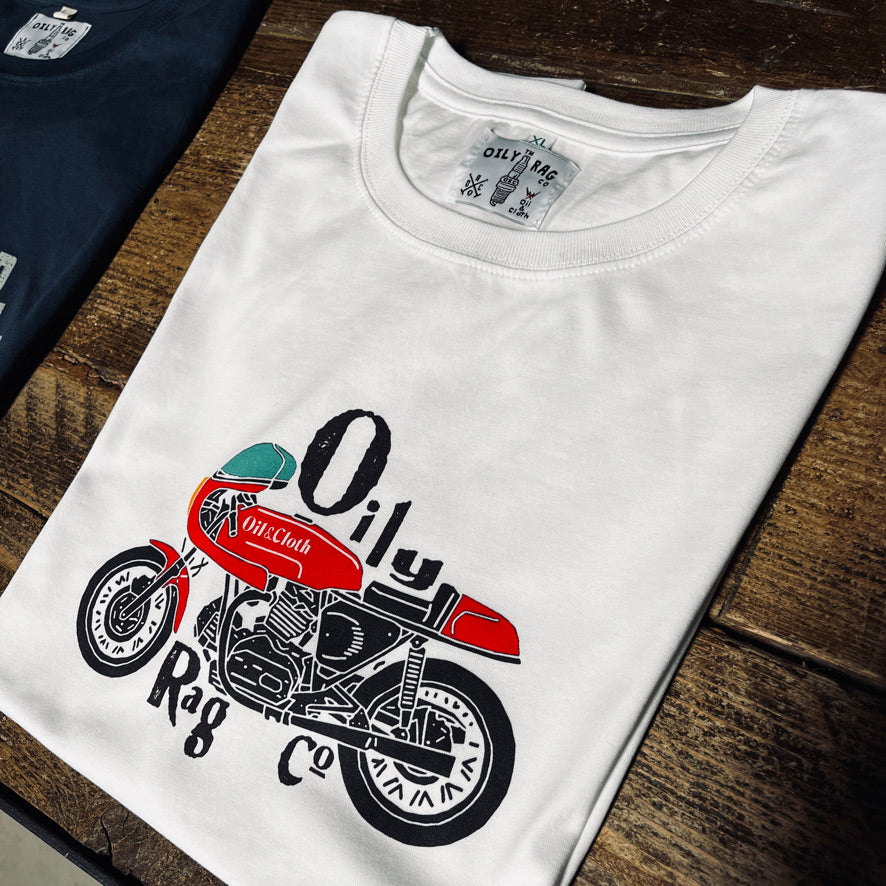 Vintage Cafe Racer T-shirt - The Duke - White - Urban Style collection