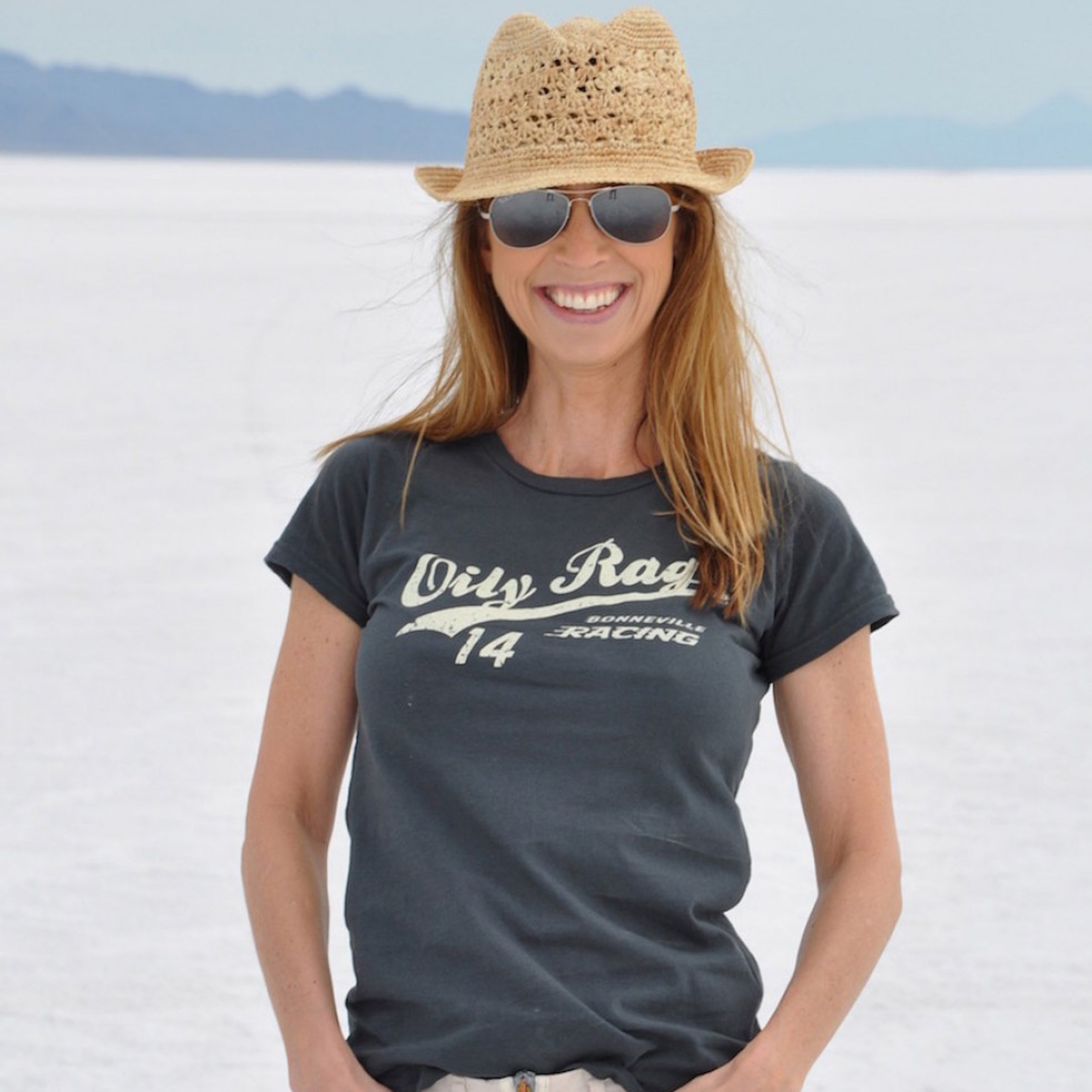 Bonneville Racing T-shirt - Back Print - Charcoal | Oily Rag Co