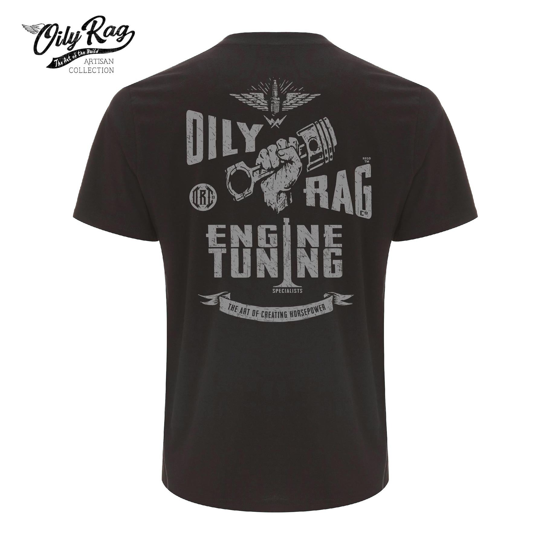 Engine Tuning Artisan T-shirt - Back Print - Graphite | Oily Rag Co