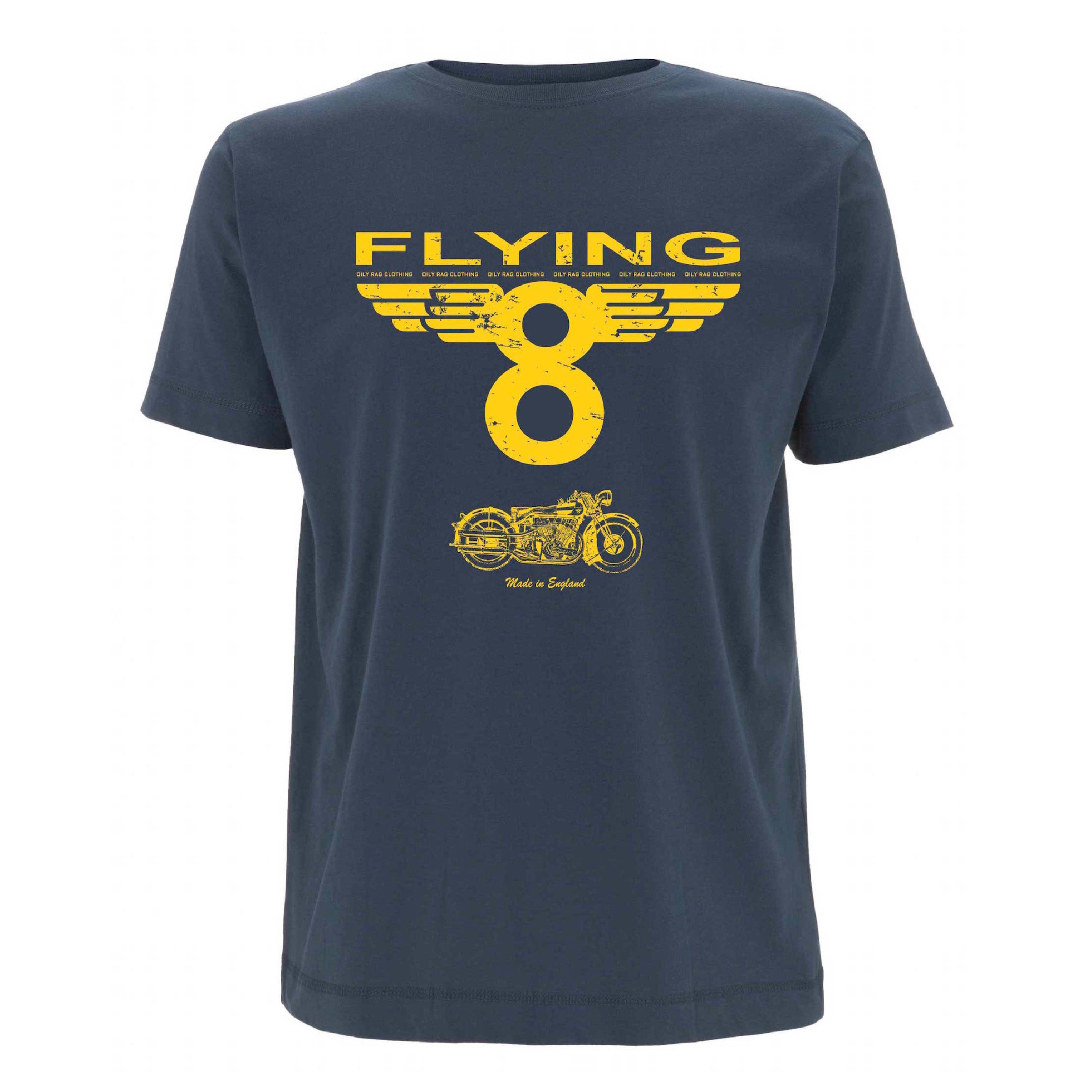 Flying 8 Motorcycle T-shirt - Denim Blue | Oily Rag Co