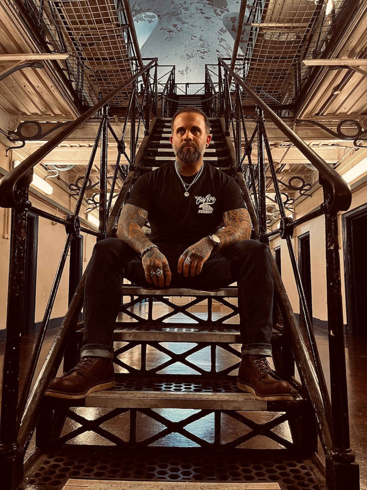 Kickback Prison Tee - Back Print - Black