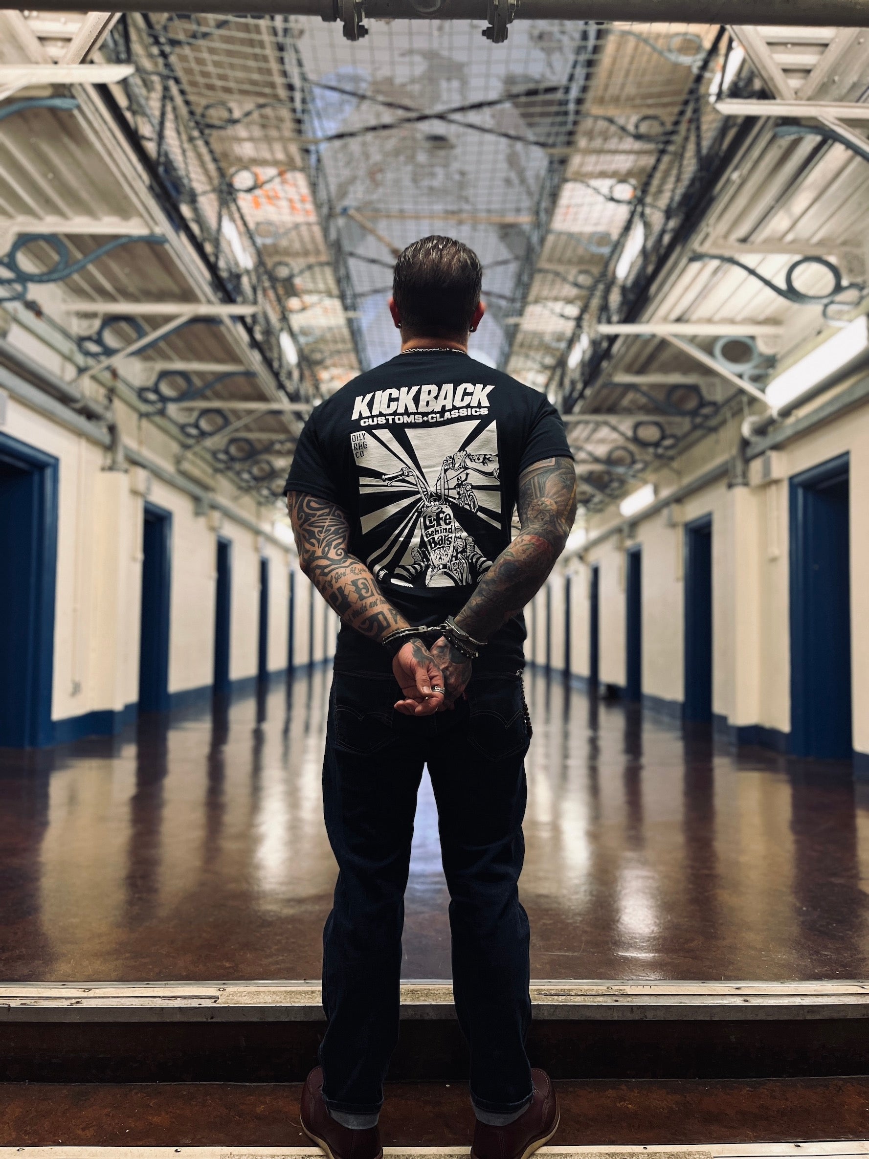 Kickback Prison Tee - Back Print - Black