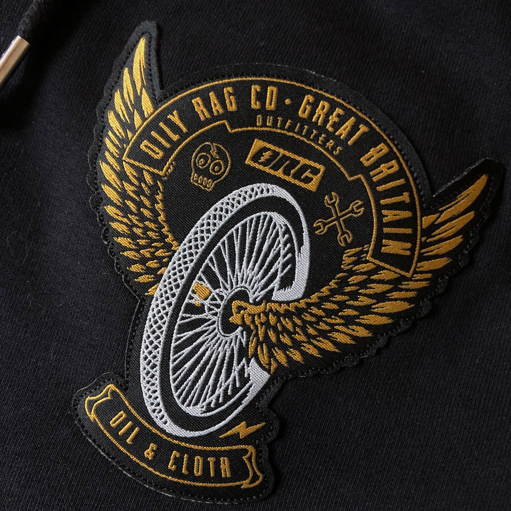 cloth, crest, gold, white, biker
