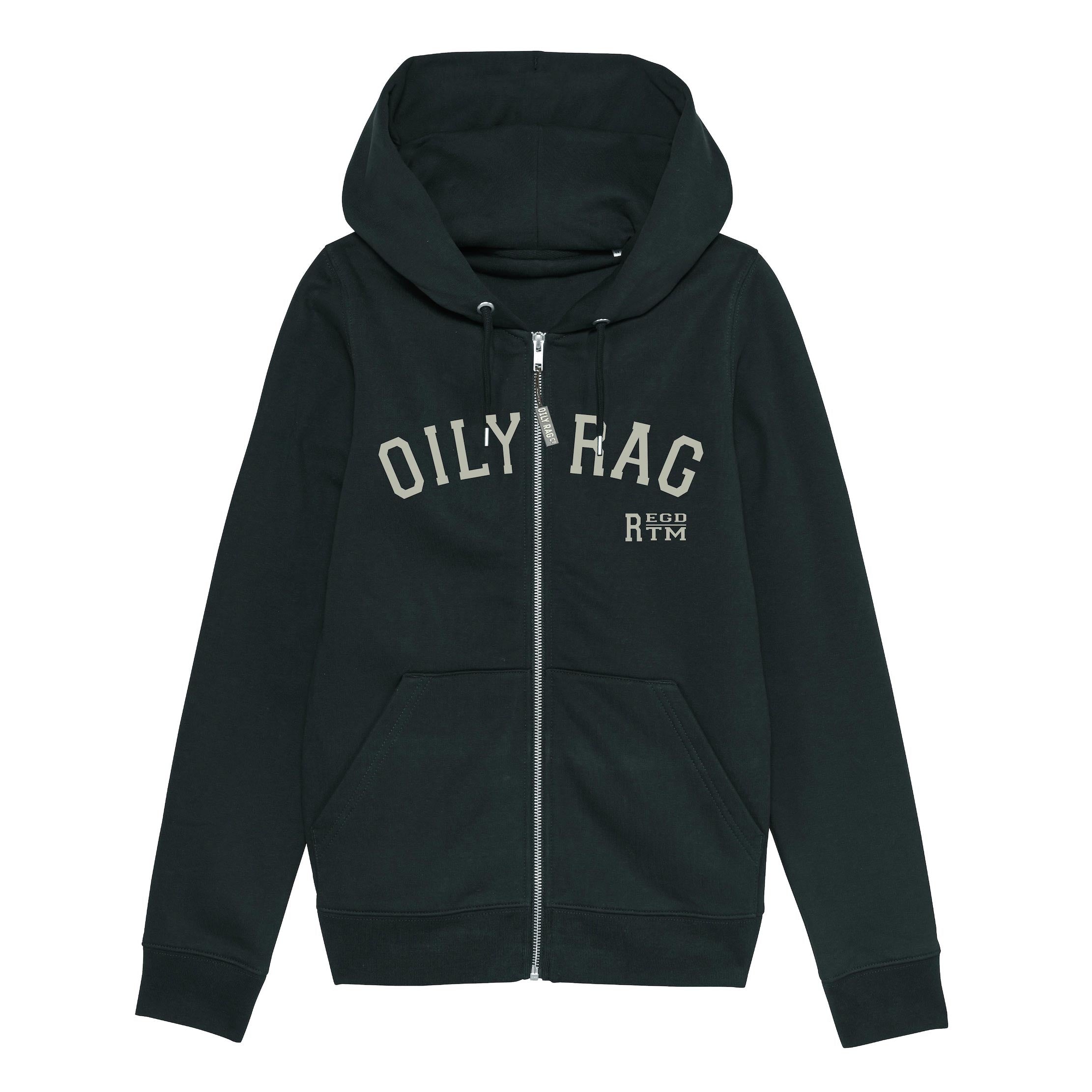 Womens Oily Rag Co REG TM Zip-Thru Hoodie - Black | Oily Rag Co