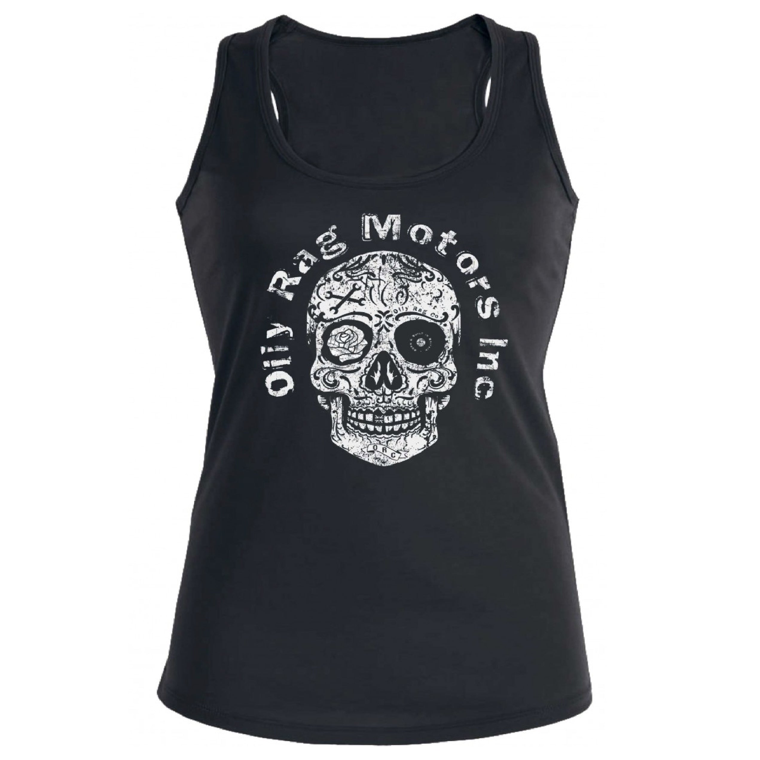 Motors Inc Sugar Skull Vest - Black | Oily Rag Co