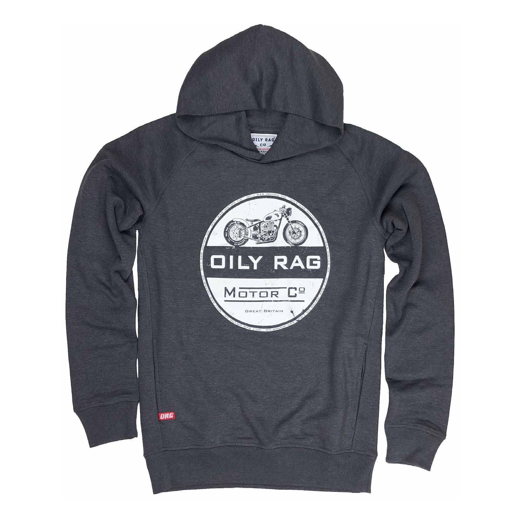 Motor Co Pullover Unisex Hoodie - Dk Grey Heather | Oily Rag Co