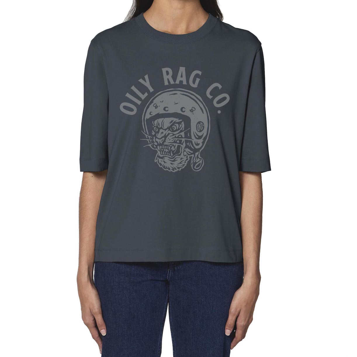 3/4 sleeve top, bengal tiger, motorcycle, biker girl