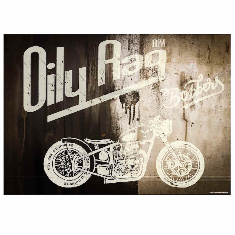 Oil Stained Bobber Print - Size A1 841mm x 594mm | Oily Rag Co