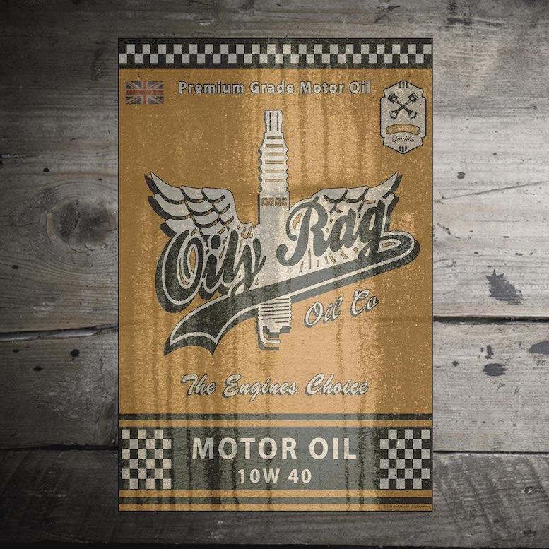 Oily Rag Motor Oil Can Alloy Sign | Oily Rag Co