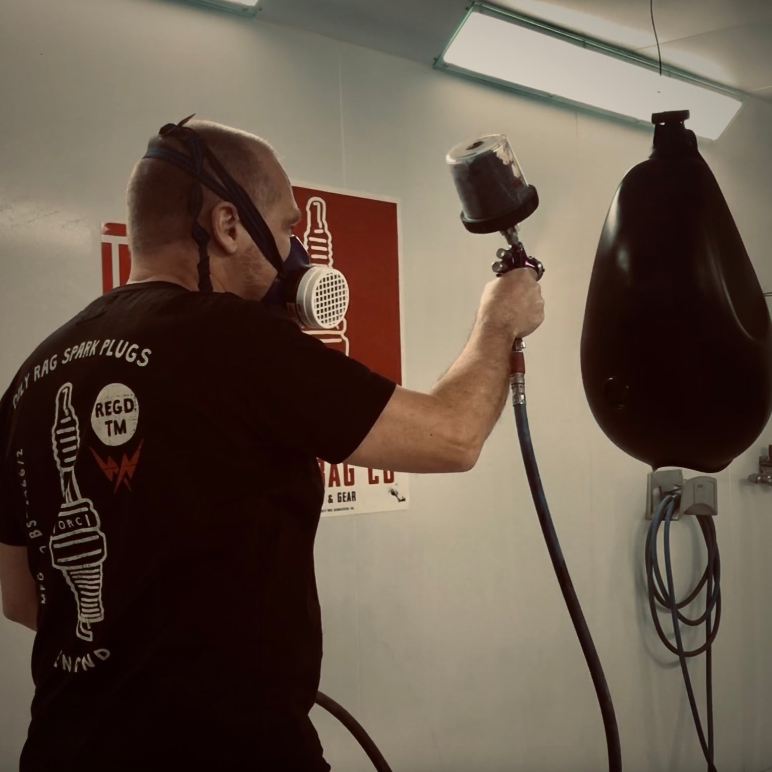 Paint & Pinstriping Artisan T-shirt - Back Print - Denim Blue