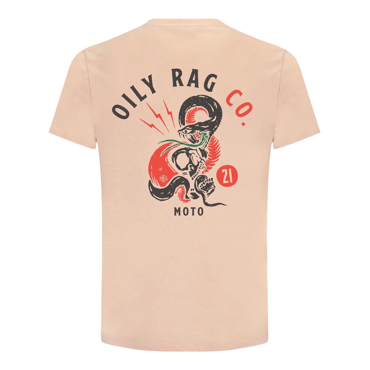 Oily Rag Co Unisex Skull n Snakes T-shirt - Back Print - Pale Pink - Urban Style collection | Oily Rag Co