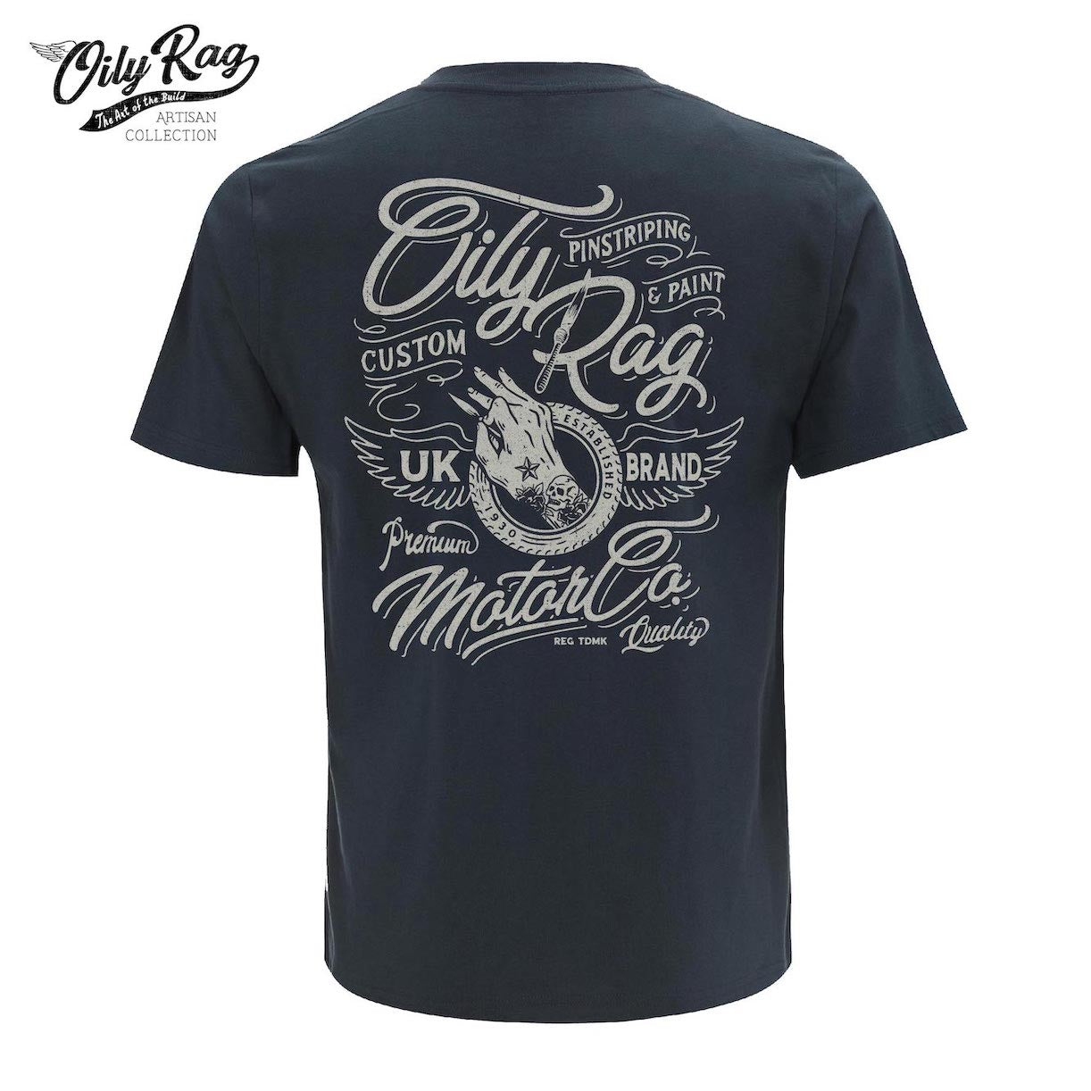 Paint & Pinstriping Artisan T-shirt - Back Print - Denim Blue | Oily Rag Co
