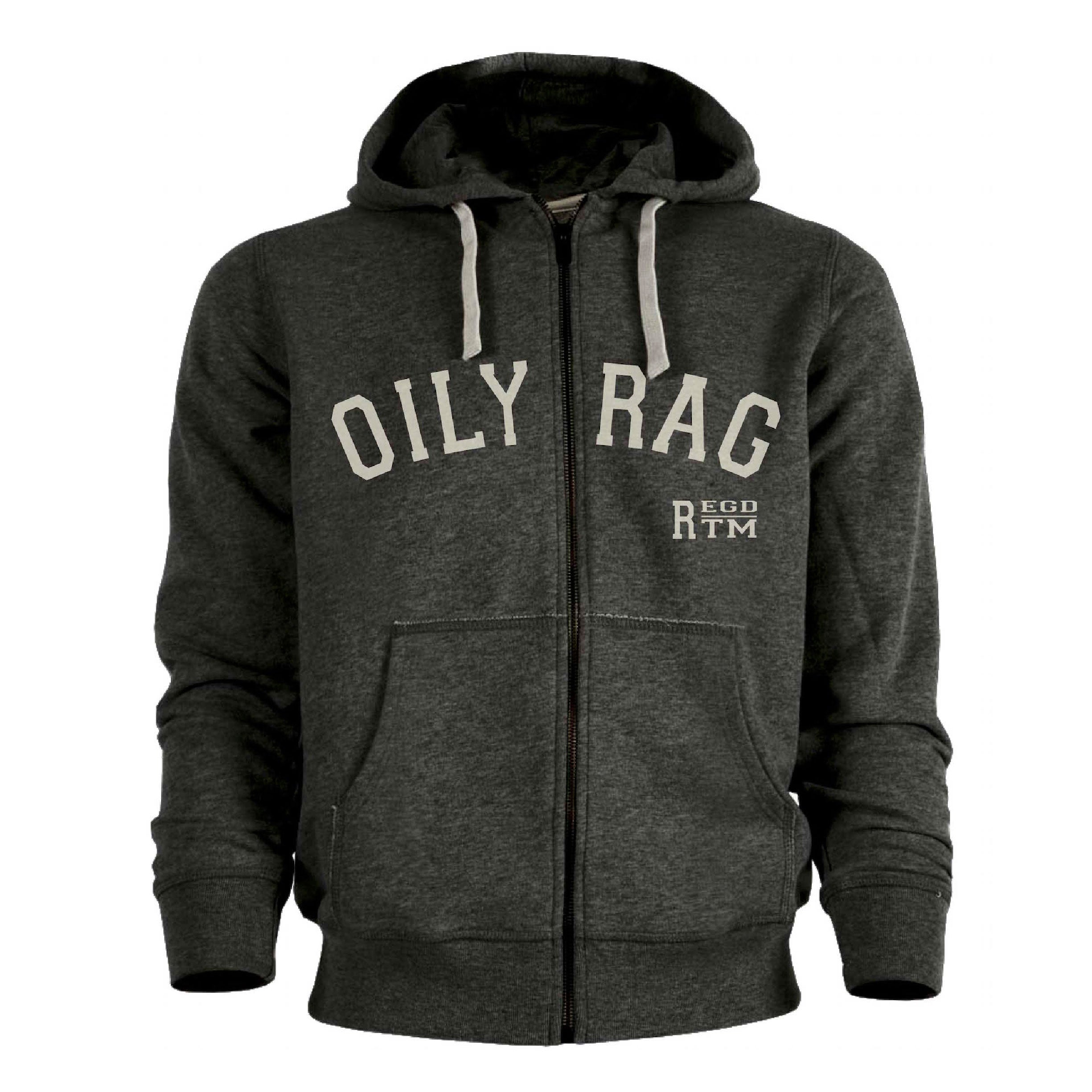 Regd TM Zip-Thru Hoodie - Dk Grey Heather | Oily Rag Co