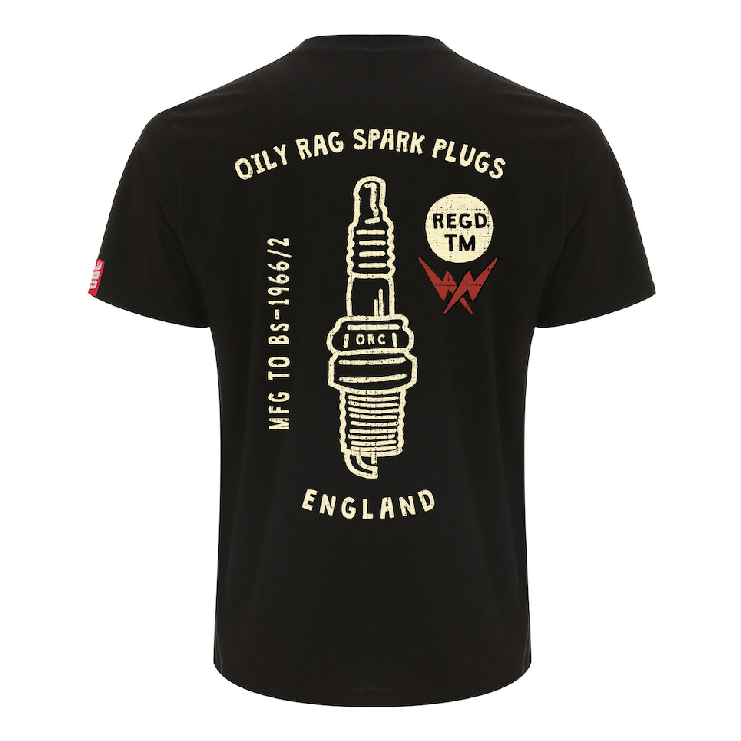Spark Plug T-shirt  - back print - Black - Black Label Collection | Oily Rag Co