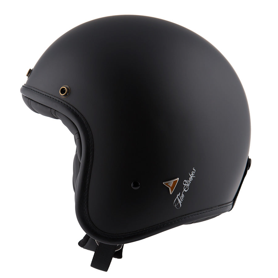 ByCity Two Strokes Open Face Helmet - Full Black