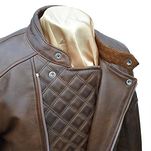 GOLDTOP BOBBER CE Armoured leather mens Jacket in Brown with Knox CE Level 1 shoulder and elbow armour UK FREE POSTAGE